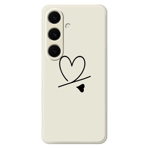 For Samsung Galaxy S25+ Case Black Love Pattern Printing Straight Edge TPU Phone Back Cover - Beige - 1