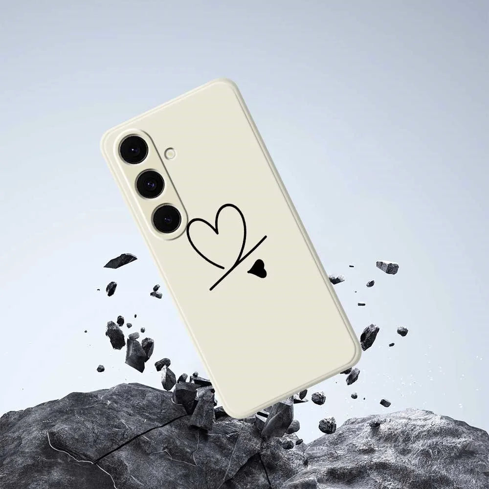 For Samsung Galaxy S25+ Case Black Love Pattern Printing Straight Edge TPU Phone Back Cover - Beige - 5