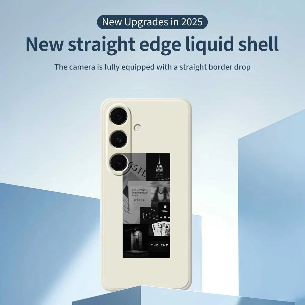 For Samsung Galaxy S25+ Case Stitching Photos Pattern Printing Straight Edge TPU Phone Back Cover - Beige - 2