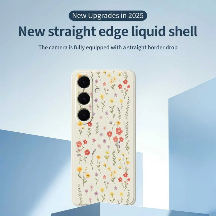 For Samsung Galaxy S25+ Case Flowers and Grass Pattern Printing Straight Edge TPU Phone Back Cover - Beige - 2