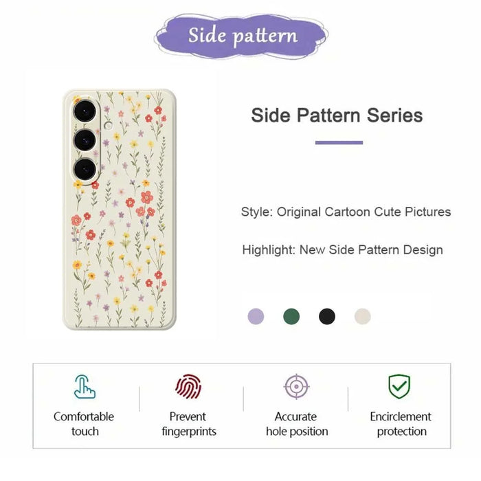 For Samsung Galaxy S25+ Case Flowers and Grass Pattern Printing Straight Edge TPU Phone Back Cover - Beige - 7