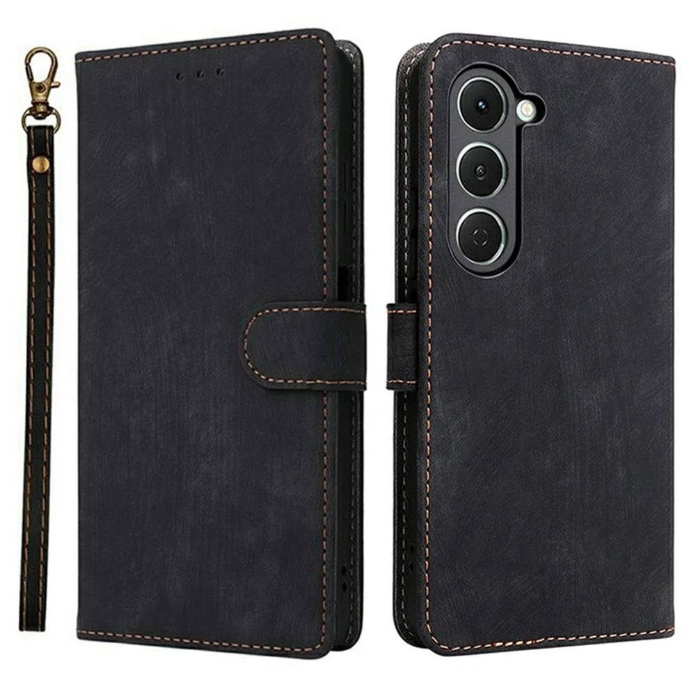 For TECNO Spark 40 Pro 4G KM6 Case Wallet RFID Blocking PU Leather Phone Cover Stand with Strap - Black - 1