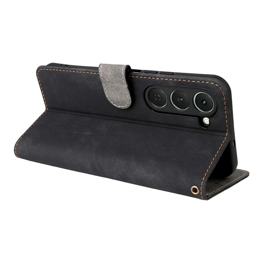 For TECNO Spark 40 Pro 4G KM6 Case Wallet RFID Blocking PU Leather Phone Cover Stand with Strap - Black - 4