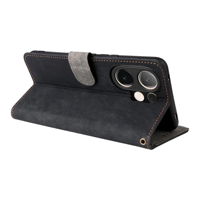 For vivo V60 5G Case Wallet RFID Blocking PU Leather Phone Cover Stand with Strap - Black - 4