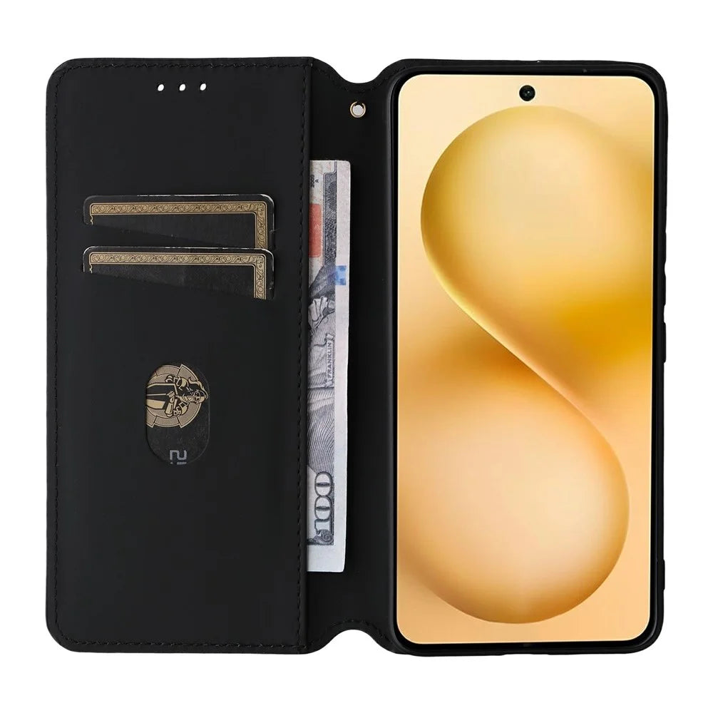 For vivo V60 5G Case Wallet Rhombus Imprint Leather Phone Cover - Silver - 2