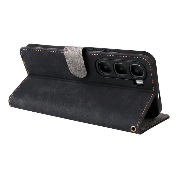 For Infinix Hot 60 Pro 4G X6885 Case Wallet RFID Blocking PU Leather Phone Cover Stand with Strap - Black - 4