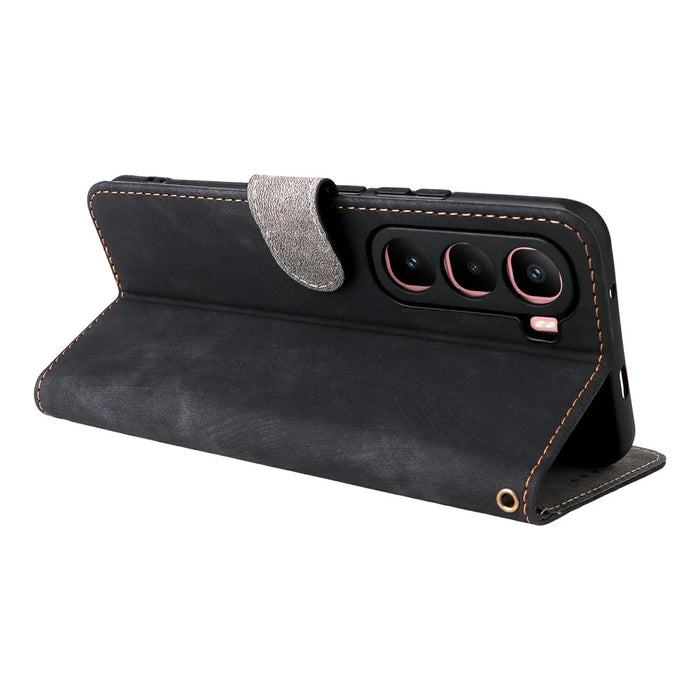 For Infinix Hot 60 Pro+ 4G X6886 Case Wallet RFID Blocking PU Leather Phone Cover Stand with Strap - Black - 4
