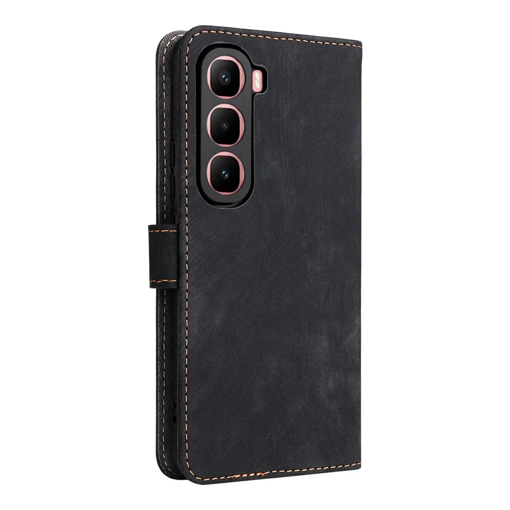 For Infinix Hot 60 Pro+ 4G X6886 Case Wallet RFID Blocking PU Leather Phone Cover Stand with Strap - Black - 7