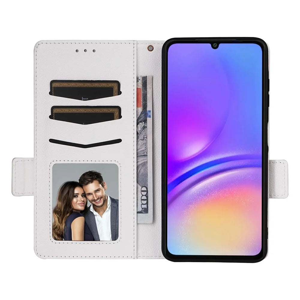 For Samsung Galaxy A08 5G / A08 4G / A07 4G Case with Wrist Strap Litchi Texture PU Leather Wallet Phone Cover - White - 2