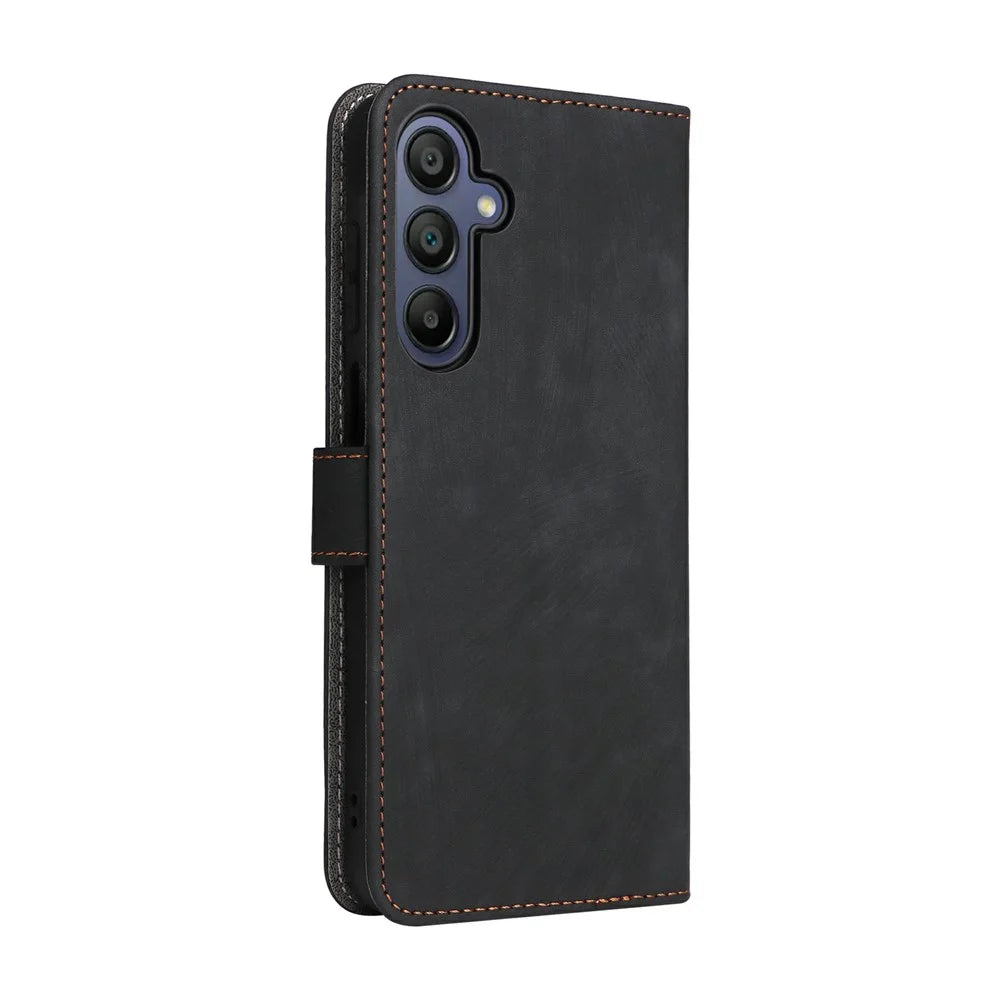 For Samsung Galaxy A18 5G / A18 4G / A17 5G / A17 4G Case Wallet RFID Blocking PU Leather Phone Cover Stand with Strap - Black - 7