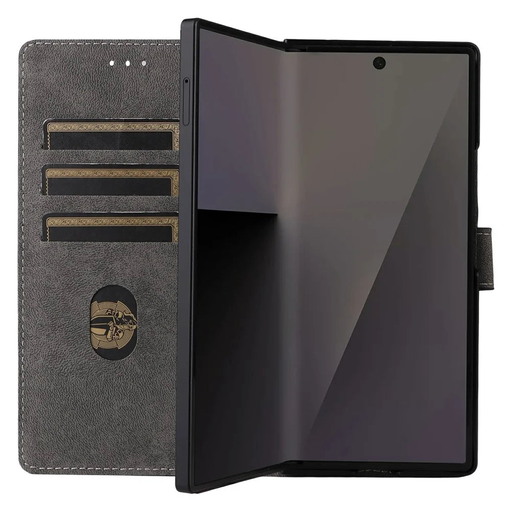 For Samsung Galaxy Z Fold7 5G Case Wallet RFID Blocking PU Leather Phone Cover Stand with Strap - Black - 2