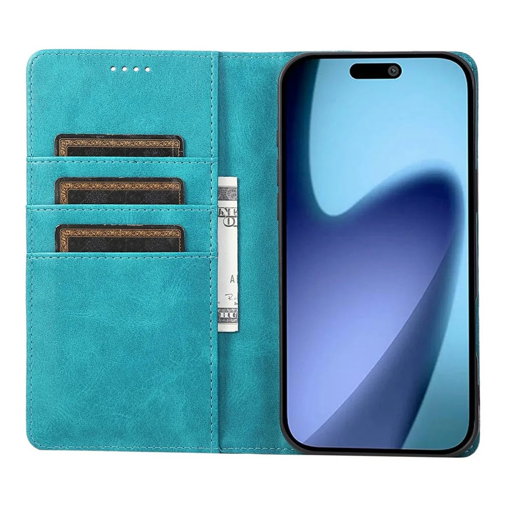 For iPhone Air Case RFID Blocking PU Leather Phone Wallet Cover - Peacock Blue - 2