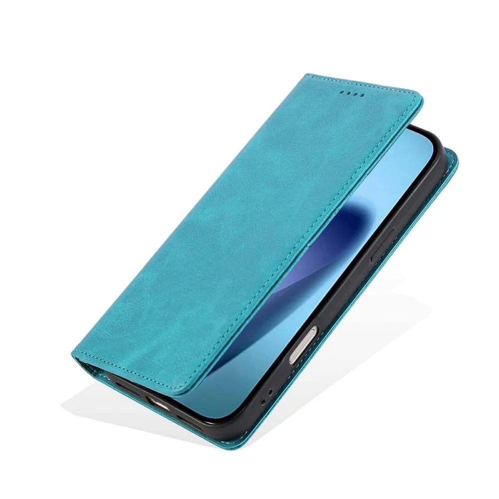 For iPhone Air Case RFID Blocking PU Leather Phone Wallet Cover - Peacock Blue - 5