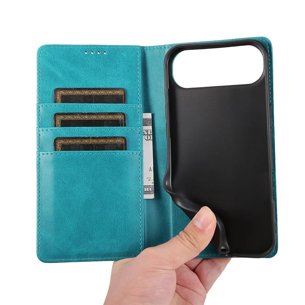 For iPhone Air Case RFID Blocking PU Leather Phone Wallet Cover - Peacock Blue - 6