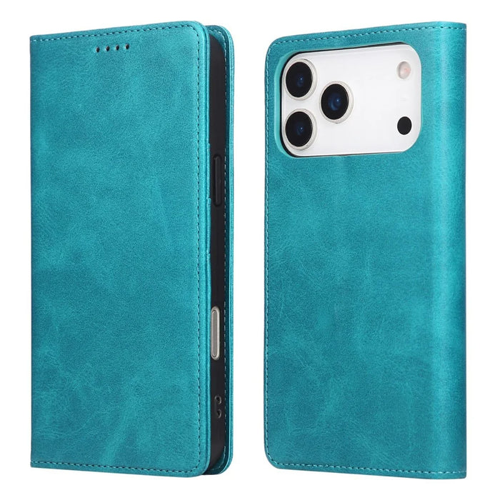 For iPhone 18 Pro Max / 17 Pro Max Case RFID Blocking PU Leather Phone Wallet Cover - Peacock Blue - 1