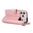 For iPhone 18 Pro / 17 Pro Case Zipper Wallet Rivet Decor Leather Phone Cover with Wrist Strap - Rose Gold - 5