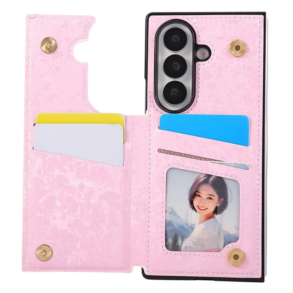 For Samsung Galaxy Z Fold7 5G Case Flower Leather PC RFID Blocking Phone Cover Card Slots - Dried Flower - 2