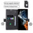 For Samsung Galaxy S23 Ultra Magnetic Case Wallet Stand Leather Flip Phone Cover - Black - 2