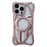 For iPhone 16 Pro Matte Case Compatible with MagSafe Frameless Electroplated Hollow Design TPU Phone Cover - Pink - 1