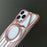 For iPhone 16 Pro Matte Case Compatible with MagSafe Frameless Electroplated Hollow Design TPU Phone Cover - Pink - 4