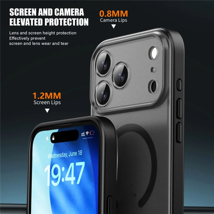 IPAKY For iPhone 17 Pro Max Magnetic Case Shockproof PC + TPU Matte Phone Cover - White - 7