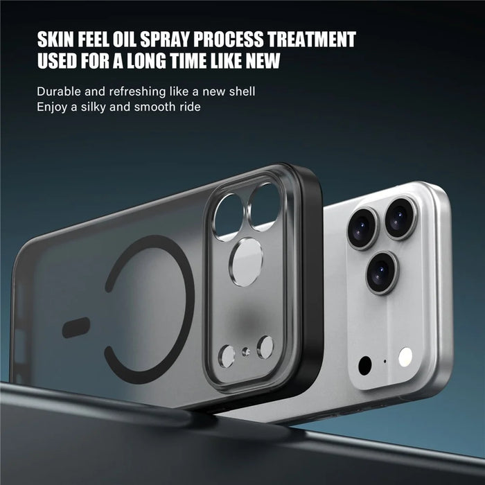 IPAKY For iPhone 17 Pro Magnetic Case Shockproof PC + TPU Matte Phone Cover - Blue - 3