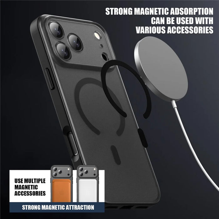 IPAKY For iPhone 17 Pro Magnetic Case Shockproof PC + TPU Matte Phone Cover - Blue - 6