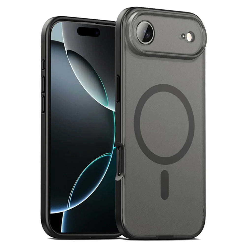 IPAKY For iPhone Air Magnetic Case Shockproof PC + TPU Matte Phone Cover - Black - 1