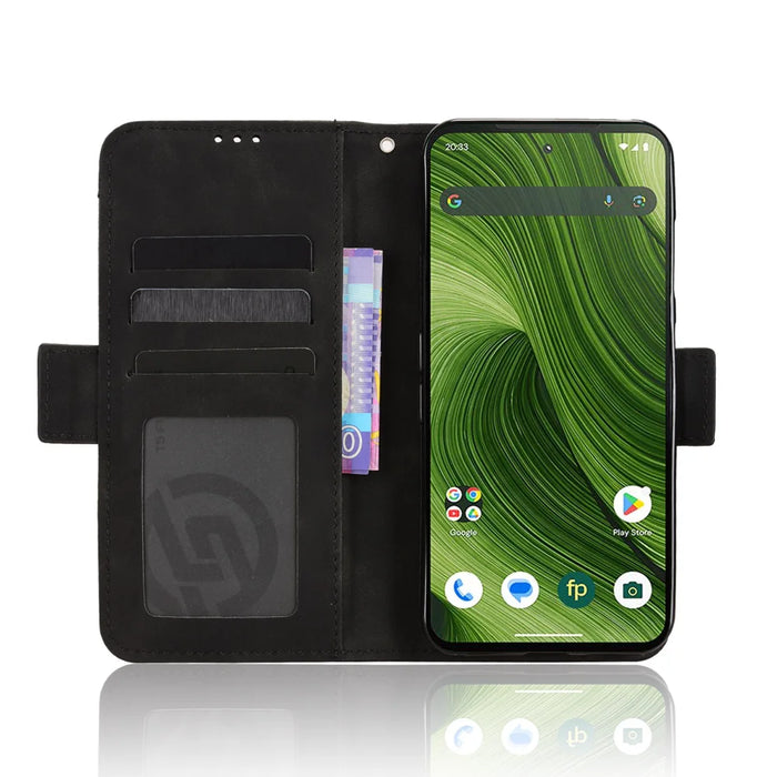 For Fairphone 6 Leather Case Phone Wallet Cover with Multiple Card Slots - Black - 6