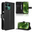 For Fairphone 6 Leather Wallet Case with Strap Diamond Texture Phone Cover - Black - 1