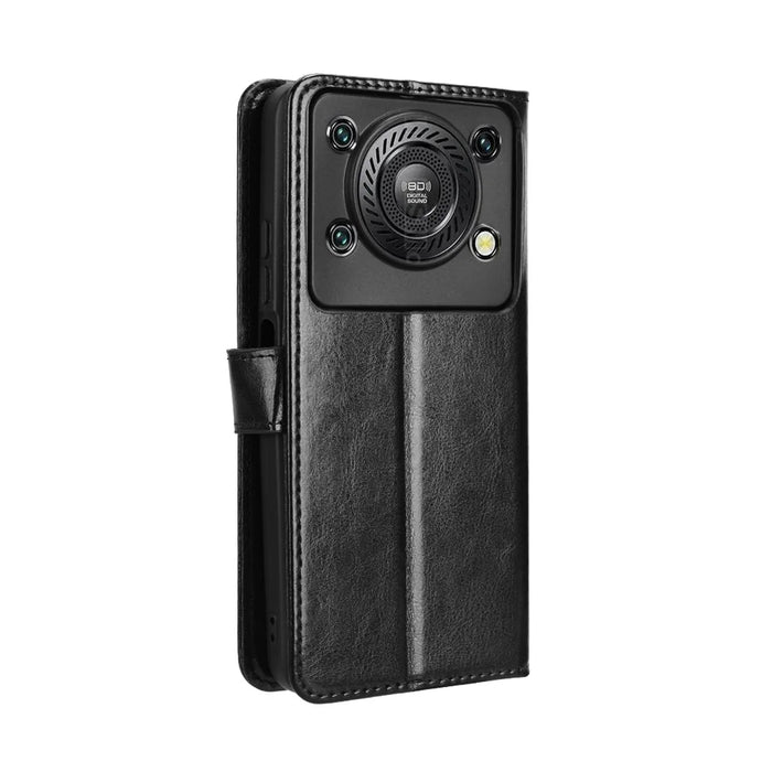 For Oukitel C60 Pro / Oukitel C60 PU Leather Case with Strap Crazy Horse Texture Phone Wallet Cover - Black - 7