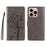 For iPhone 16 Pro Phone Case with Stand Cat Tree Pattern Leather Wallet Mobile Cover - Grey - 1