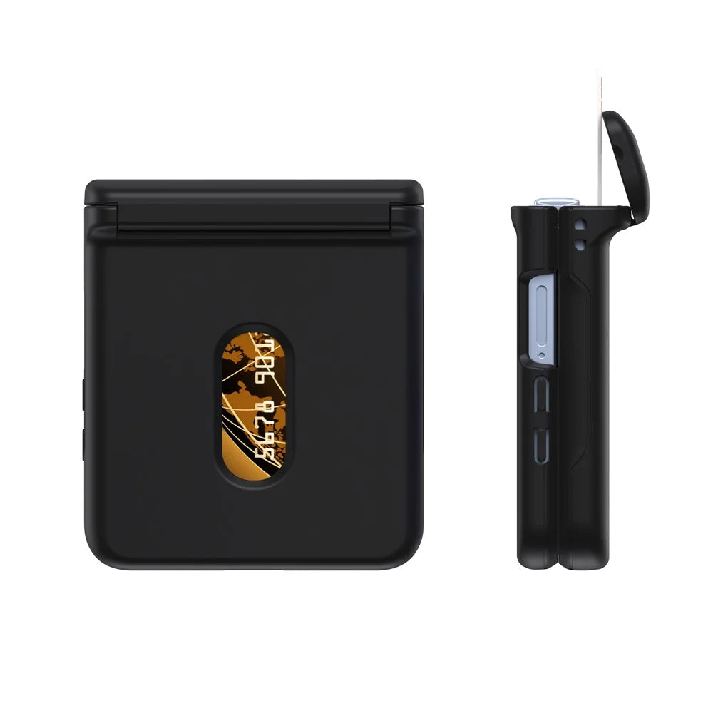For Samsung Galaxy Z Flip7 FE 5G / Z Flip6 5G Case Spring Hinge PC Folding Phone Cover with Card Slot - Black - 5