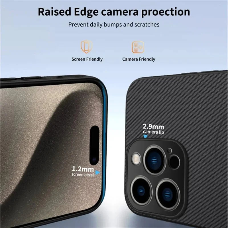 WANLONFENG For iPhone 16 Pro Max Case Compatible with MagSafe  TQ Series Carbon Fiber Texture PC TPU Phone Cover - Black - 3