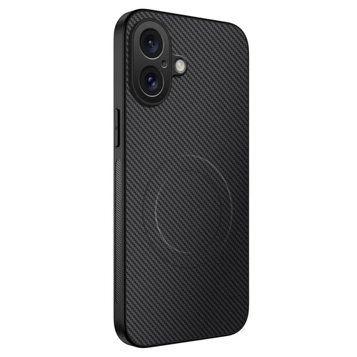 WANLONFENG For iPhone 17 Case Compatible with MagSafe  TQ Series Carbon Fiber Texture PC TPU Phone Cover - Black - 1