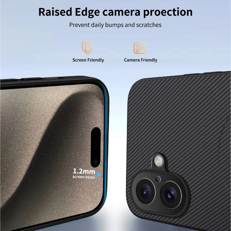 WANLONFENG For iPhone 17 Case Compatible with MagSafe  TQ Series Carbon Fiber Texture PC TPU Phone Cover - Black - 3