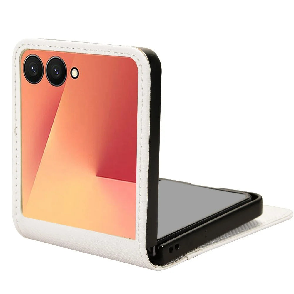 For Samsung Galaxy Z Flip7 5G Case PU Leather + PC Card Holder Mobile Phone Cover - White - 4