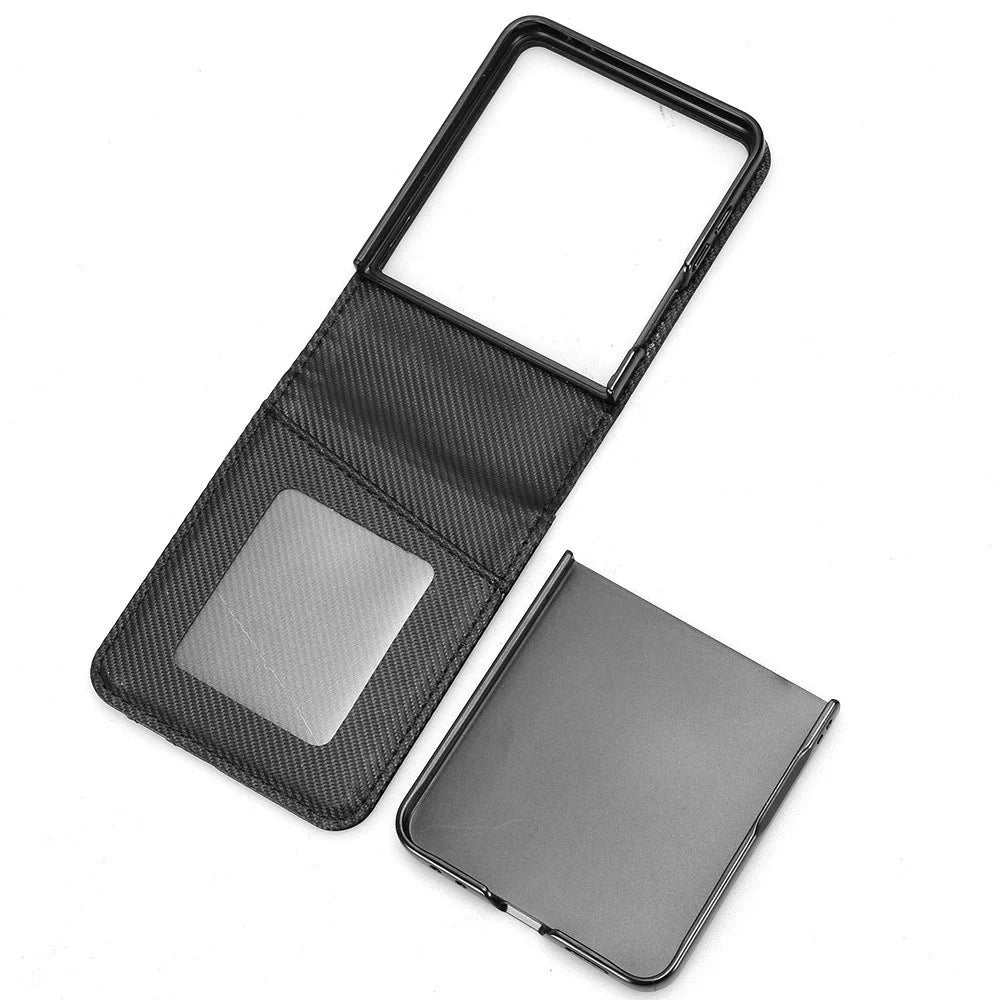For Samsung Galaxy Z Flip7 5G Case PU Leather + PC Card Holder Mobile Phone Cover - White - 6