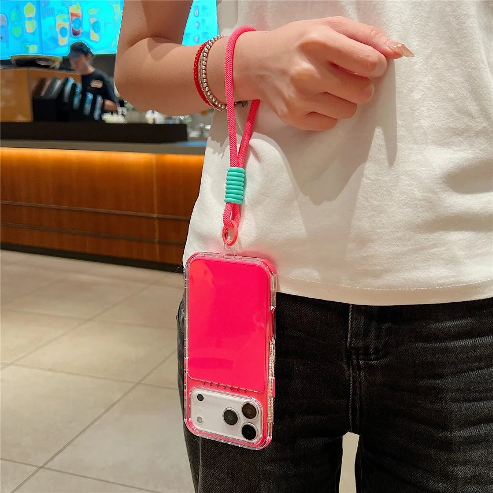 For iPhone 18 Pro Max / 17 Pro Max Case 3 in 1 Drop-Proof PC + TPU Phone Back Cover with Wrist Strap - Pink - 3