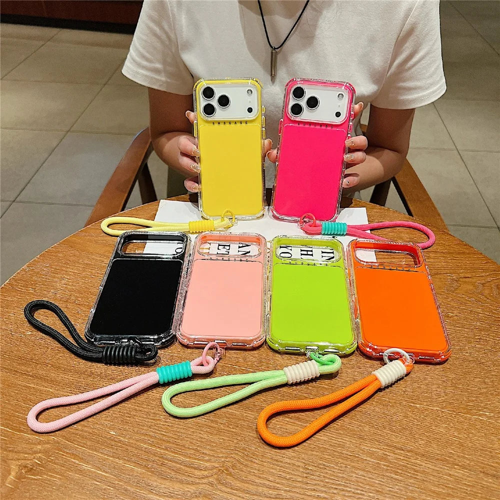 For iPhone 18 Pro Max / 17 Pro Max Case 3 in 1 Drop-Proof PC + TPU Phone Back Cover with Wrist Strap - Pink - 5