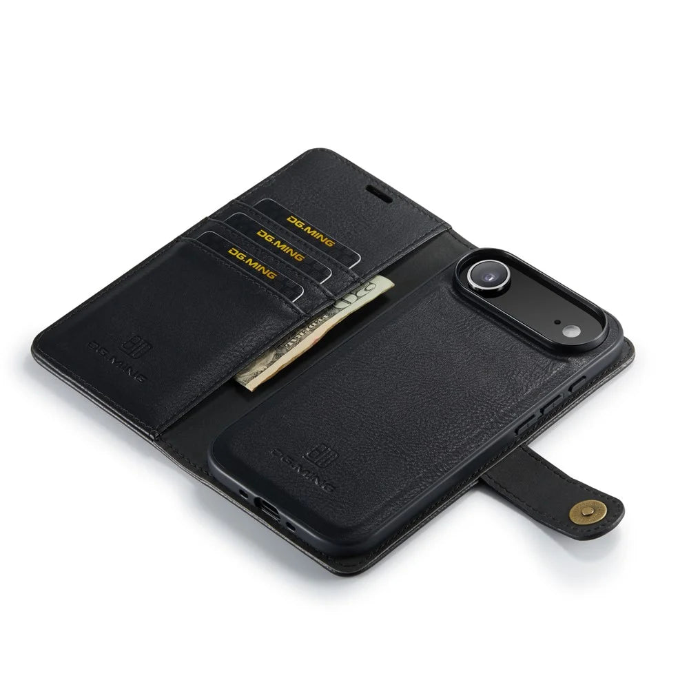 DG.MING for iPhone Air Case Detachable Split Leather Phone Cover - Black - 4