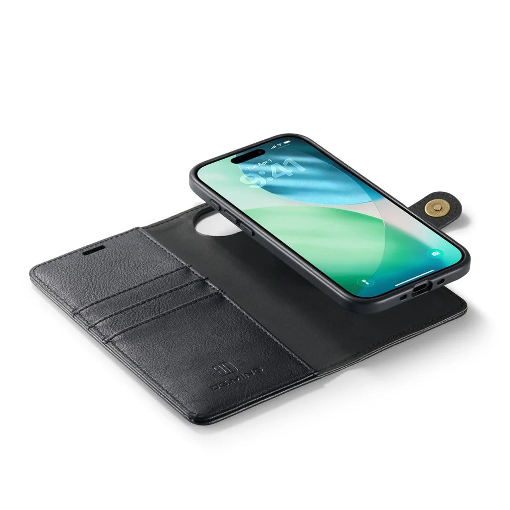 DG.MING for iPhone Air Case Detachable Split Leather Phone Cover - Black - 5