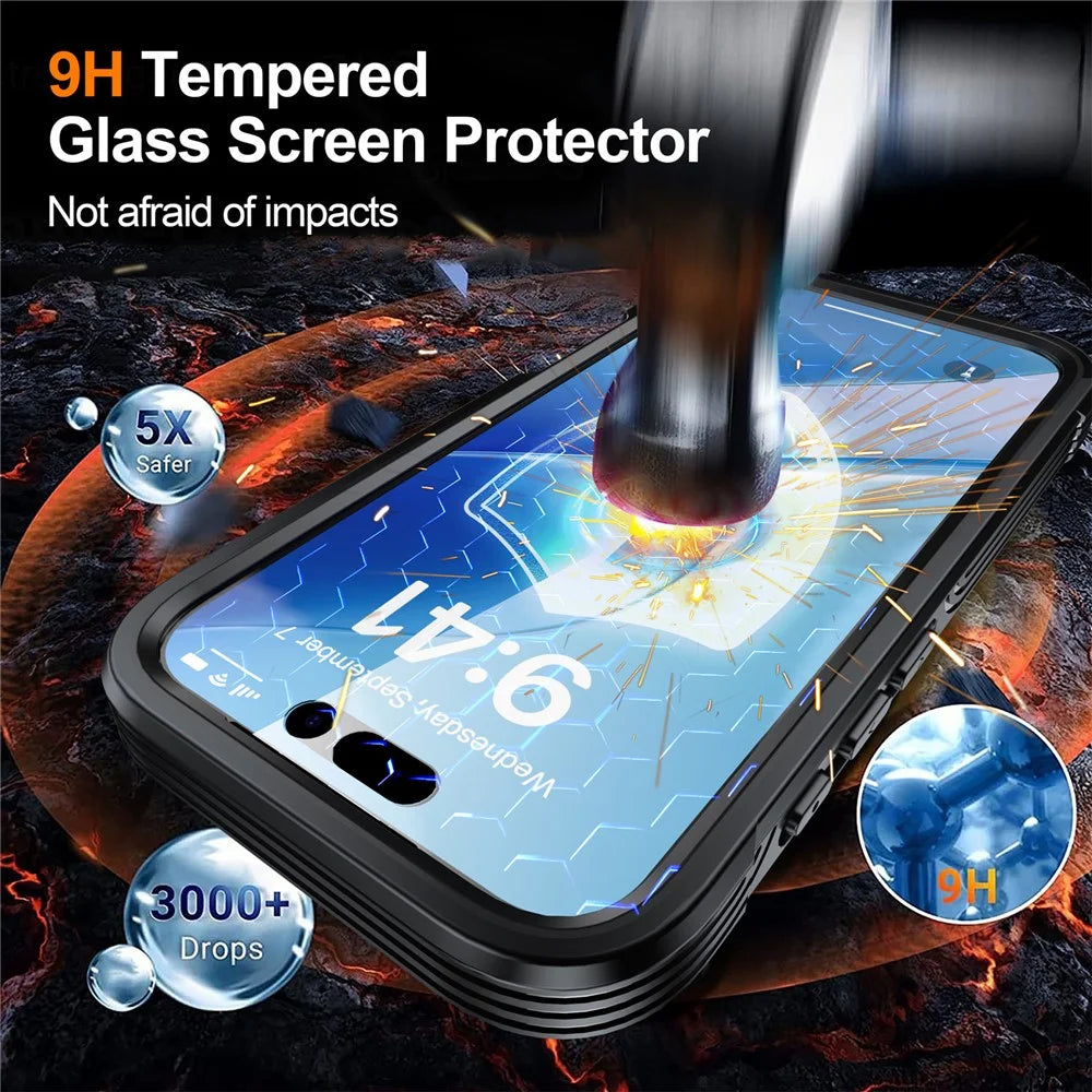 For iPhone 17 Magnetic Case PC + TPU Phone Cover with Tempered Glass Screen Film - Black - 2