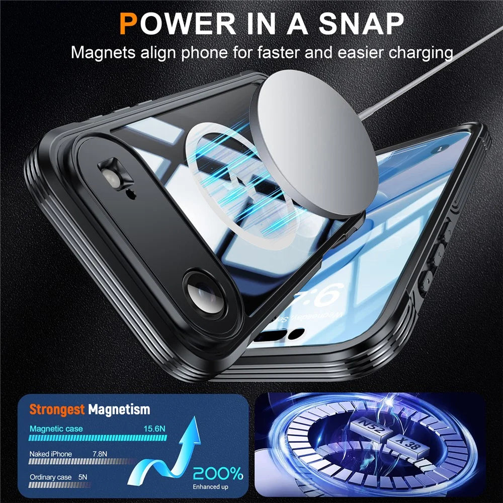 For iPhone Air Magnetic Case PC + TPU Phone Cover with Tempered Glass Screen Film - Black - 4