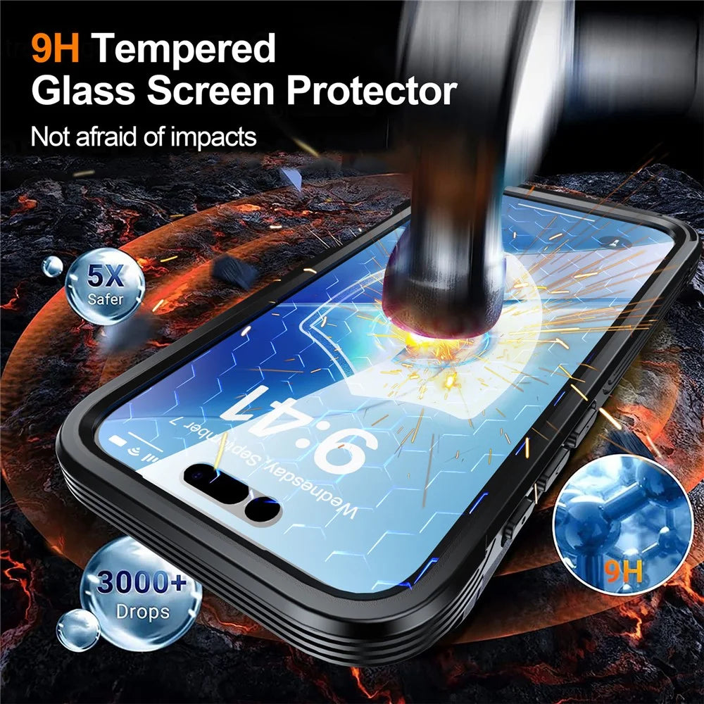 For iPhone Air Magnetic Case PC + TPU Phone Cover with Tempered Glass Screen Film - Black - 7