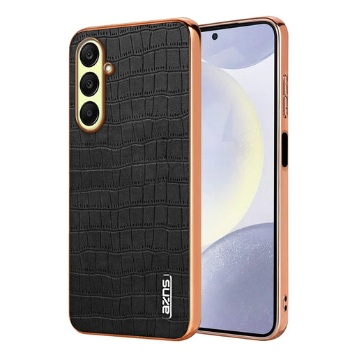 AZNS For Samsung Galaxy A18 5G / A18 4G / A17 5G / A17 4G / A26 5G Case Electroplating Crocodile Texture PU + TPU Phone Cover - Black - 1
