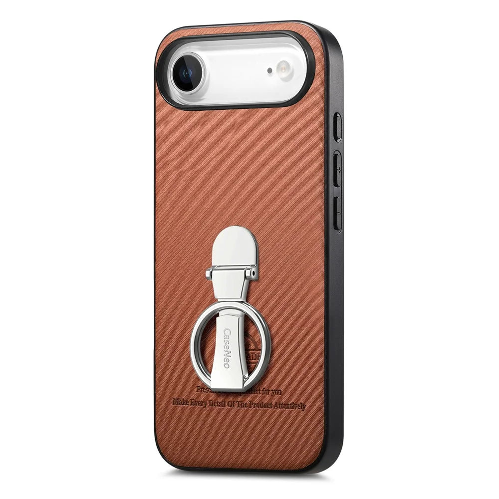 CASENEO BW-12 For iPhone Air Case Folding Kickstand Twill Texture Leather Back Cover - Brown - 3