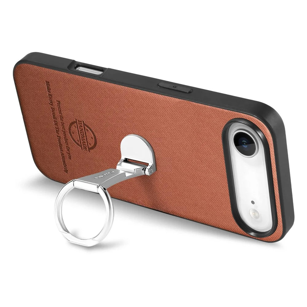 CASENEO BW-12 For iPhone Air Case Folding Kickstand Twill Texture Leather Back Cover - Brown - 5