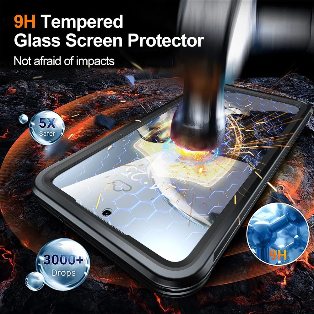 For Samsung Galaxy S25 FE Magnetic Case PC + TPU Phone Cover with Tempered Glass Screen Film - Black - 2