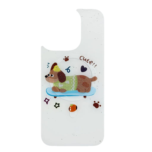 For iPhone 16 Pro Magnetic Case TPU PC Phone Cover with Skateboarding Dachshund Backplate - Green - 2